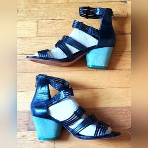 FARYLROBIN Anthropologie $225 Black Gladiator sandals Size 8.5